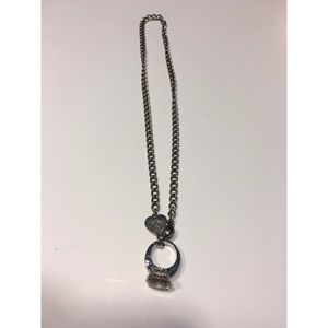 Juicy couture silver diamond ring charm necklace